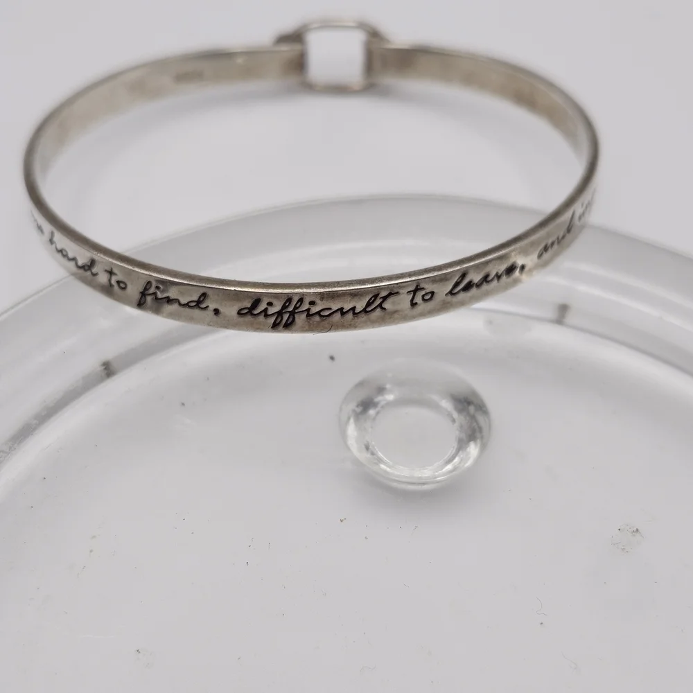 Elegant Sterling Silver Bangle Bracelet With Friendship inscription